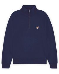 Maison Kitsuné - Fox Head Patch Comfort Half Zip Sweatshirt - Lyst