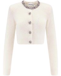 Self-Portrait - Alpaca Mixed Cardigan With Rhinestones - Lyst