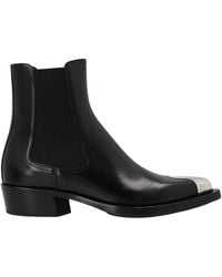 McQueen - Pointed Leather Ankle Top Boots. - Lyst