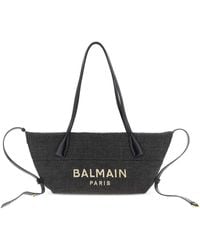Balmain - Track Small Rafia Tote - Lyst
