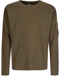 C.P. Company - Cotton Sea Island Crewneck Lens Sweater - Lyst