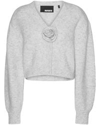 ROTATE BIRGER CHRISTENSEN - Cardigan With Rose Appliqu - Lyst