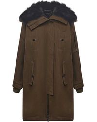 Dolce & Gabbana - Long Down Jacket With Fur Trim - Lyst