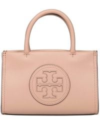 Tory Burch - Ella Leather Bag With Front Logo - Lyst