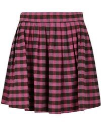 KENZO - Pleated Check Mini Skirt - Lyst