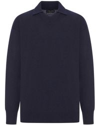 Roberto Collina - V-Neck Wool Polo Shirt - Lyst