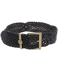 Etro - Woven Leather With Coin Buckle Belt - Lyst