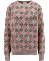 Etro - Wool Sweater With Embossed Iconic Embroidery - Lyst