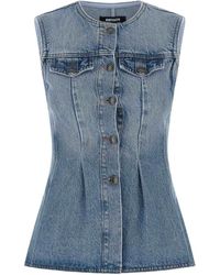 ROTATE BIRGER CHRISTENSEN - Flared Denim Top - Lyst