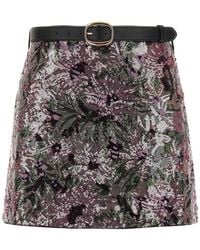 Self-Portrait - Floral Sequin Mini Skirt - Lyst
