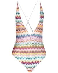 Missoni - Zig Zag Motif Pixel Effect One Piece Swimwear - Lyst