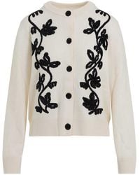 Jil Sander - Long Sleeves Cardigan With Velvet Embroidery - Lyst
