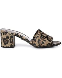 Dolce & Gabbana - Leopard Print Leather Mules - Lyst