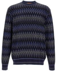 Missoni - Zigzag Pattern Wool Sweater With Crew Neck - Lyst