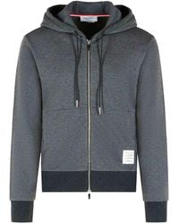 Thom Browne - Logo Patch Zip-Up Hoodie - Lyst