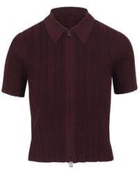 Victoria Beckham - Ribbed Zip-Up Polo Shirt - Lyst