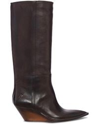 Capasa - Camperos High Leather Boot With Wedge - Lyst