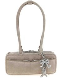 Self-Portrait - Tan Suede Baguette With Charm Shoulder Bag - Lyst