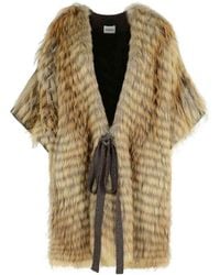 P.A.R.O.S.H. - Fur-Trimmed Wool Coat - Lyst