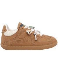 Ganni - Suede Leather Sneakers With Logo Detail And Lace-Up Closure - Lyst