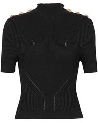 Balmain - Gold Embossed Buttons Knitted Top - Lyst