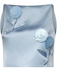 Self-Portrait - Satin Top With Floral Appliques - Lyst