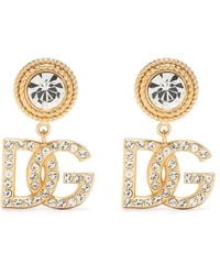Dolce & Gabbana - Earrings With Rhinestones And Dg Logo - Lyst
