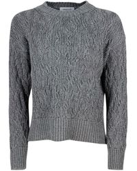 Fabiana Filippi - Cable Knit Lurex Wool Blend Sweater - Lyst
