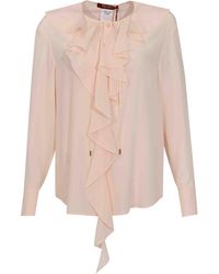 Max Mara - Mstepica Silk Blouse With Ruffles - Lyst