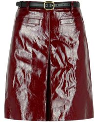 Self-Portrait - Burgundy Leather Miniskirt - Lyst