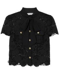 Self-Portrait - Lace Tie Neck Top - Lyst