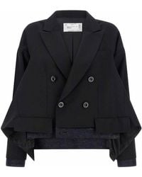 Sacai - Denim Insert Blazer - Lyst