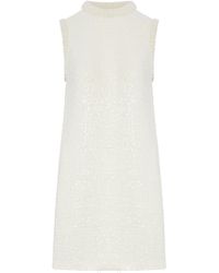 Self-Portrait - Boucle Mini Dress With Beads - Lyst