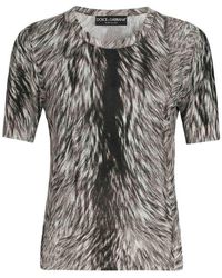 Dolce & Gabbana - Fur Print Silk Sweater - Lyst
