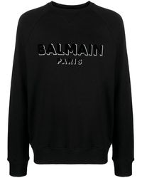 Balmain - Logo-print Crew-neck Sweatshirt - Lyst