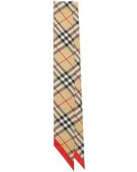Burberry - Skinny Contrast Check Silk Scarf - Lyst
