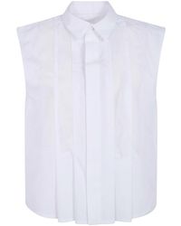 Sacai - Pleated Sleeveless Shirt - Lyst