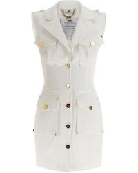 Elisabetta Franchi - Cotton Gabardine Dress With Pockets By - Lyst