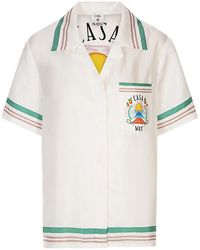CASABLANCA - Printed Short Sleeve Silk Shirt - Lyst