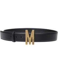 Moschino - Leather Belt With Logo - Lyst