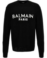 Balmain - Jacquard Logo Sweater - Lyst
