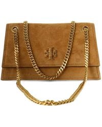 Tory Burch - Kira Turnlock Suede Mini Bag Toffee - Lyst