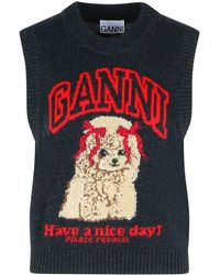 Ganni - Wool Blend Vest - Lyst