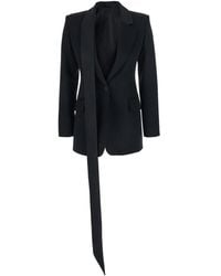 The Attico - Single-Breasted Jacket With Notched Revers And Oversized Band Detail - Lyst