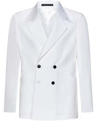 Low Brand - Cotton Linen Double-breasted Blazer - Lyst