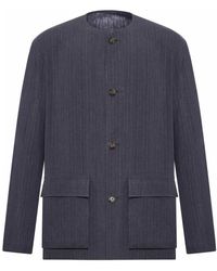 Lardini - Pinstriped Linen Korean Jacket - Lyst
