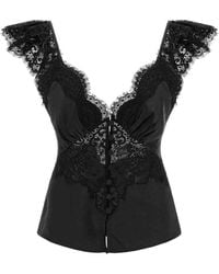 Self-Portrait - Satin Lace Top - Lyst