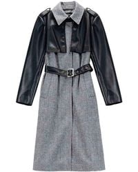 KARL LAGERFELD - Tweed & Faux Leather Coat - Lyst