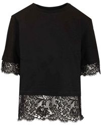 McQueen - Cotton T-Shirt With Lace - Lyst