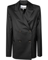 Ganni - Calendered Wool Blazer - Lyst
